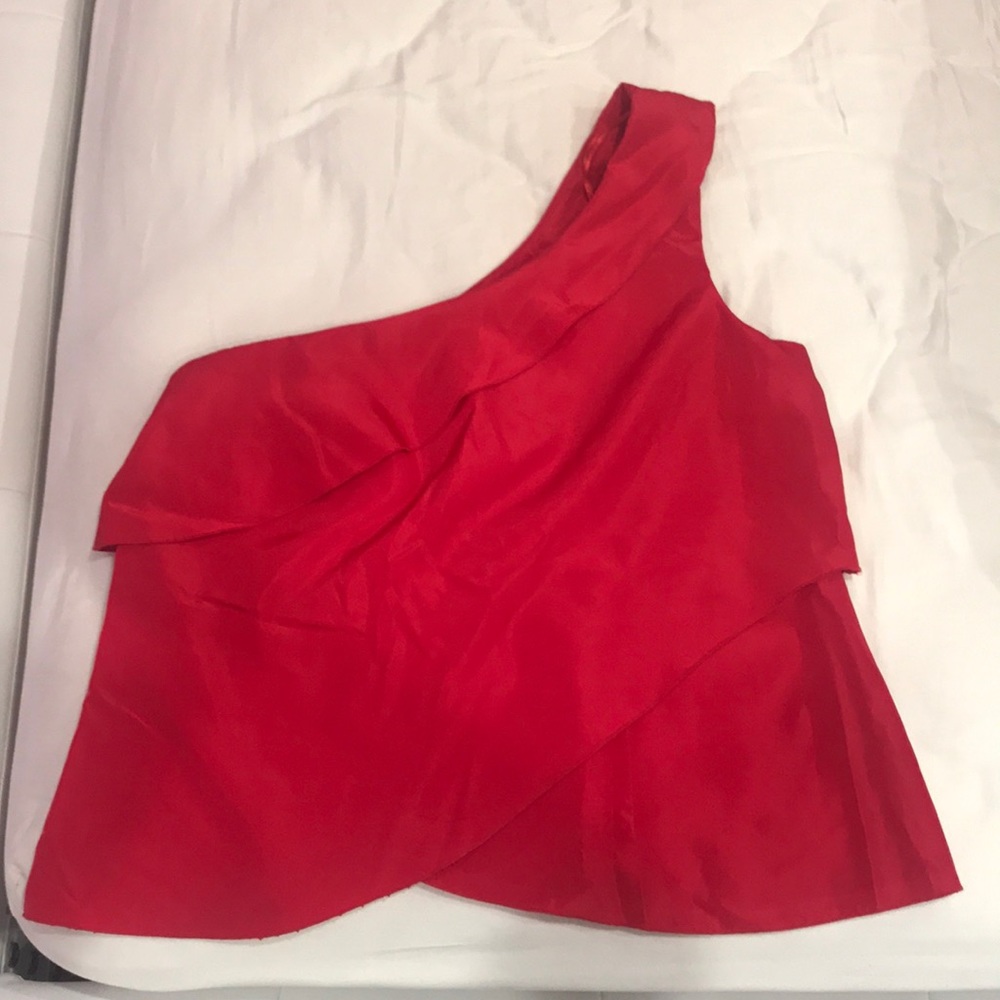 Red one shoulder blouse